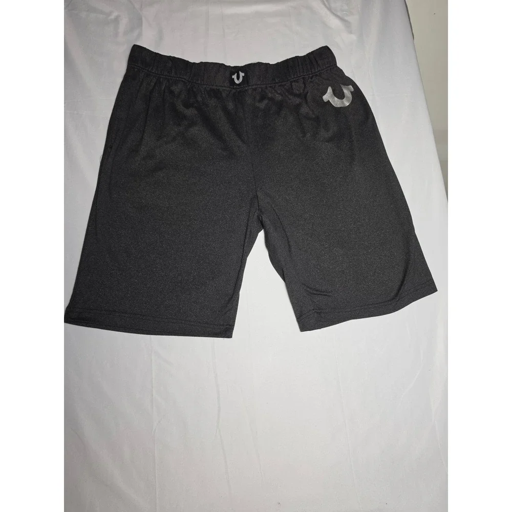 True Religion Mens Loungewear Shorts Charcoal Gray Horseshoe Logo XL 40-42